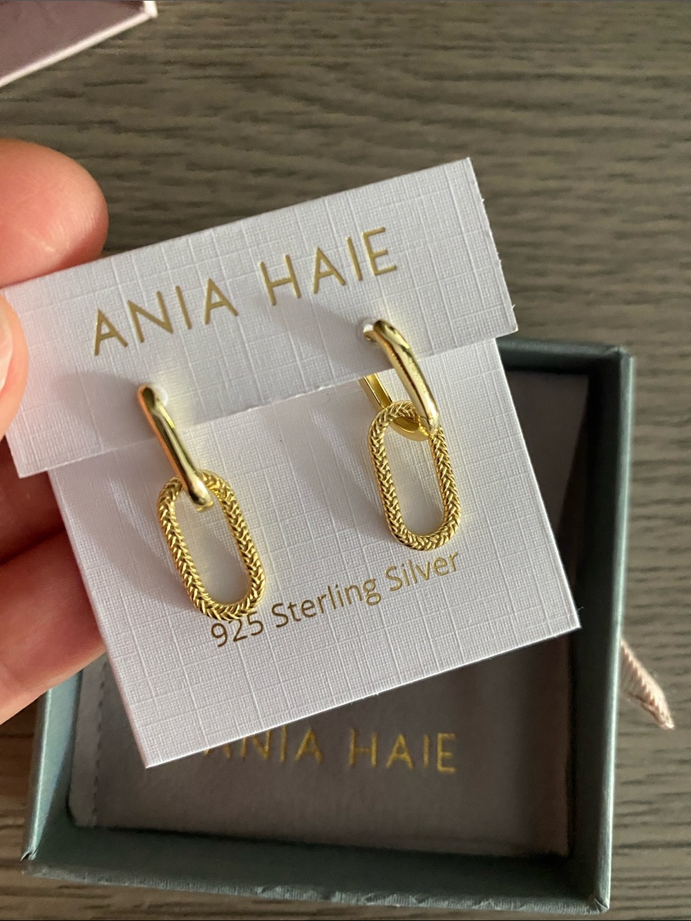 Ania Haie Gold Textured Link Drop Earrings 925 Sterling Silver